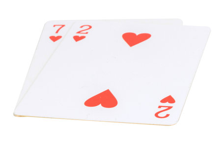 card gambling nine isolated on white background.の写真素材