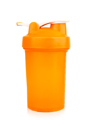 Shaker Bottle Whey Protein isolated on white background.の写真素材