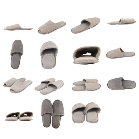 Home slippers color gray isolated on white background.の写真素材