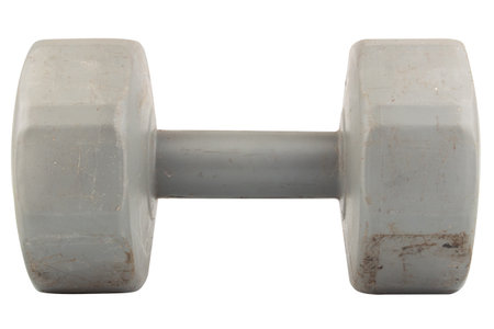 Gray 10 kg Dumbbell Isolated on White Background.の写真素材