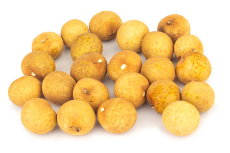 Pile of Fresh Longan Fruits on White Background.の写真素材
