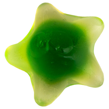 Green Star Shaped Gummy Candy on White Background.の写真素材