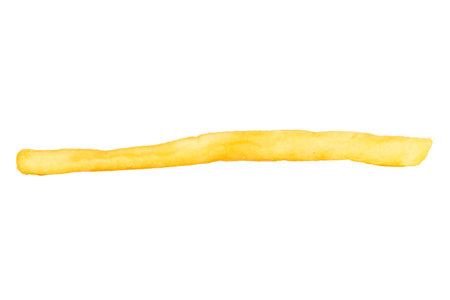 French fry single isolated on white background.