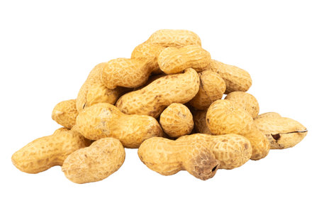 peanuts isolated on white background pile.