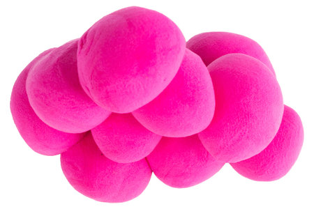 sphere pile plasticine color pink clay isolated on white background.
