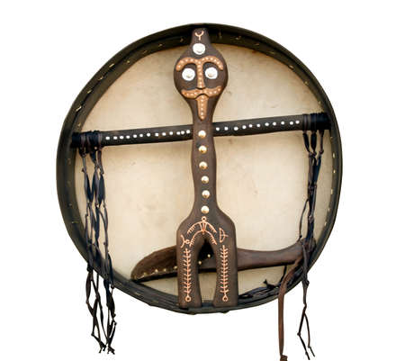 Ethnic tambourine of the shaman the isolated. Souvenirs of Mountain Altay.の写真素材