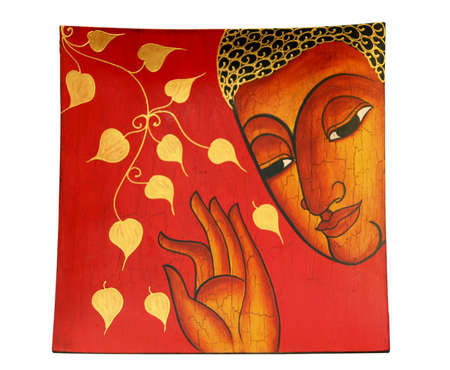 Buddha image on a red backgroundのeditorial素材
