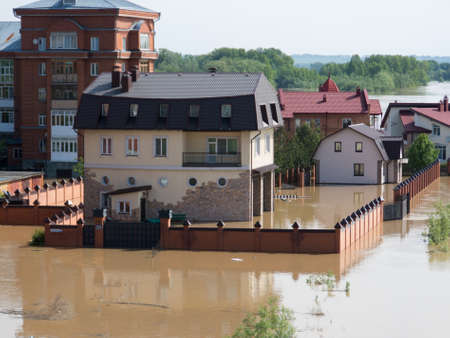 BIYSK, ALTAI KRAI-JUNE 1  Flood water on the streets on June 01 2014 in Biysk, Altai krai  The city declared a state of emergency as floods tore into the city のeditorial素材
