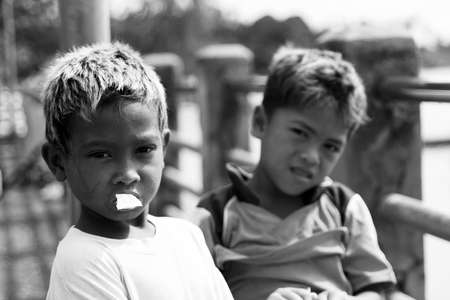 PHUKET, THAILAND - JANUARY 06, 2017: Portrait of asian boys on the Seafood Market. Phuket. Thailandのeditorial素材