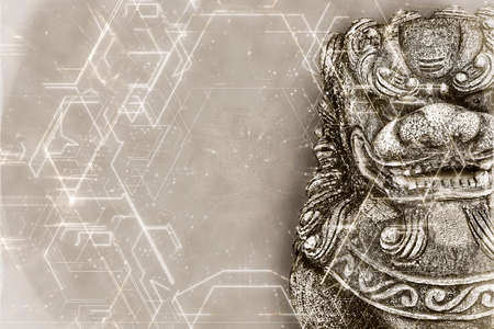 Guardian Lion Foo Fu dog guard.の写真素材