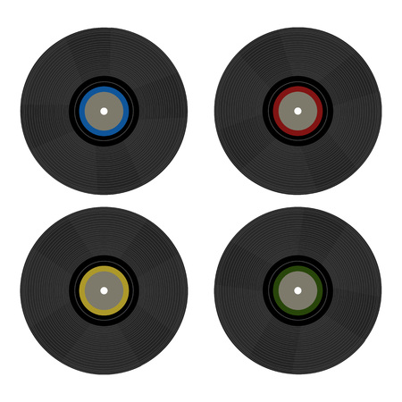 Vintage retro 80's vector vinyl records on white background. Nostalgia 80sのイラスト素材