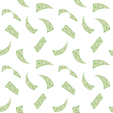 Money rain. Seamless pattern with falling dollars. Vector illustration.のイラスト素材