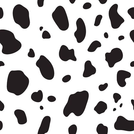 Cow seamless pattern. Black and white cow spots. Vector texture.のイラスト素材