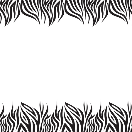 Black and white vector background with stripes. Boho style. Frame of graphic leaves. Seamless pattern.のイラスト素材