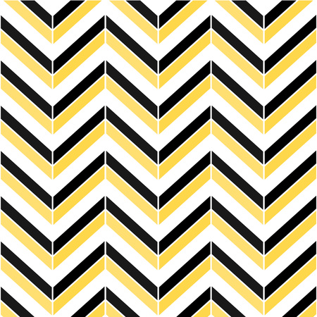 Herringbone colorful seamless pattern. Vector zigzag black, white and yellow texture.