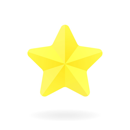 Yellow star with shadow. Vector icon. Golden shiny star. Flat illustration.のイラスト素材