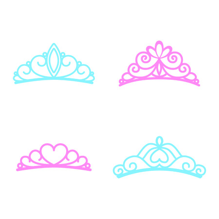 Princess crown. Diadem princess. Crown icons. Vector illustration. Silhouettes Flat styleのイラスト素材