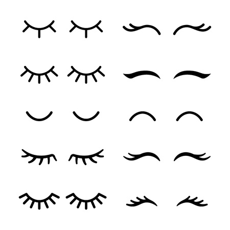 Vector eyelashes. Closed eyes. Icon set Cute designのイラスト素材