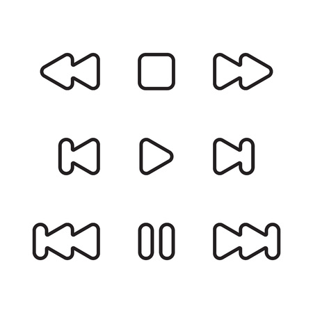 Media player icons set. Line art. Vector illustration.のイラスト素材