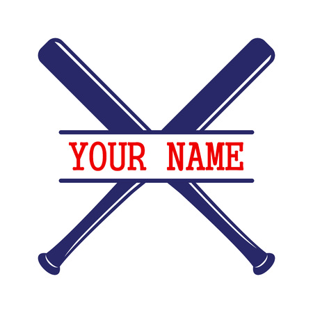 Baseball crossed bats - split monogram. Criss cross bats. Baseball flat vector illustrationのイラスト素材