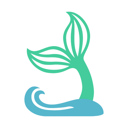 Mermaid tail with wave. Silhouette of whale tail icon. Fish tail. Vector iconのイラスト素材