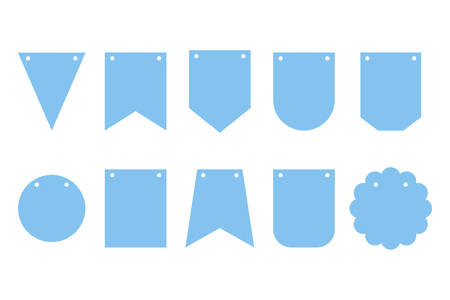 Set of bunting banners. Frames for party. Happy birthday. Decorations for carnavail. Vector illustration.のイラスト素材