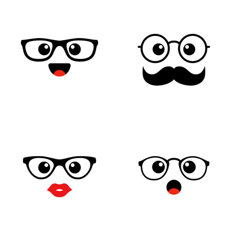 Set of emoji. Kawai cute faces. Funny emoticons. Flat icons. Vector illustration.のイラスト素材