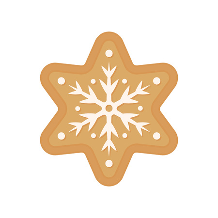 Christmas cookie - vector. Gingerbread cookie. Star. Snowflake cookie isolated on white background.のイラスト素材