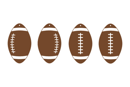 American football earrings. Rugby. Sport ball leather earring templates. Vector illustrationのイラスト素材
