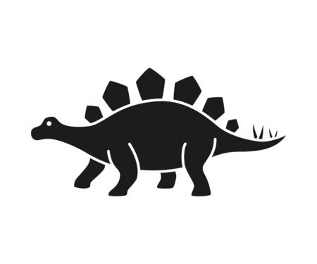 Stegosaurus vector silhouette. Dinosaur stegosaurus black silhouette isolated on white backgroundのイラスト素材