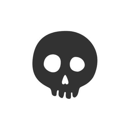Cartoon skull silhouette with teeth. pirate sign. Holly Roger icon. death symbol. Vector element isolated on white backgroundのイラスト素材