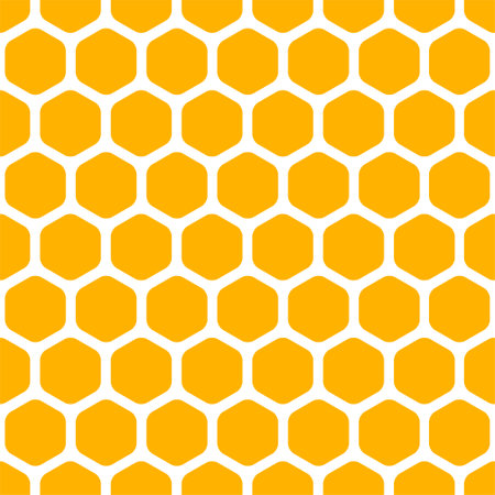 Honeycomb seamless pattern. Orange beehive background. hive cells. Geometric hexagon shape. Bee...