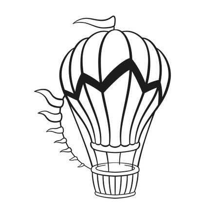 hot air balloon. air transport. Travel in the sky. hand drawn air balloon. Vector illustration isolated on white backgroundのイラスト素材
