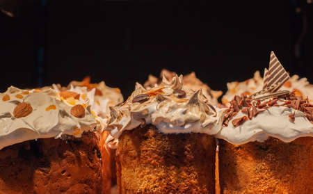 Easter cakes in a dark background.の写真素材