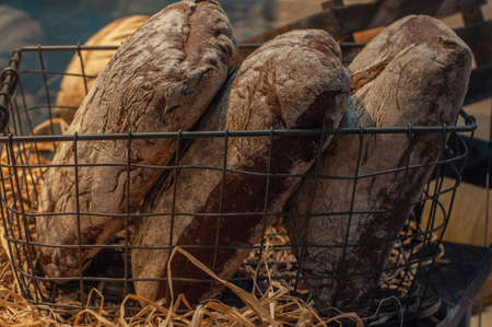 Different types of handmade breadの写真素材