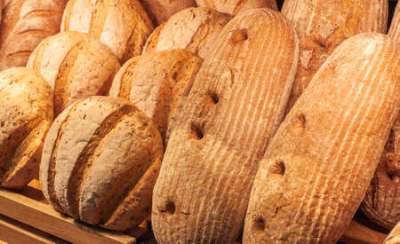 Different types of handmade breadの写真素材
