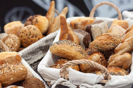 Different types of handmade breadの写真素材