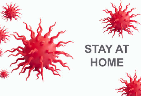 Covid-19 white abstract background. Dangerous Coronavirus distribution model. Pandemic COVID-19. Close up. Copy space.の写真素材