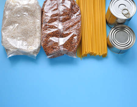 Food and grocery delivery during quarantine at home. Stay safe at home.の写真素材