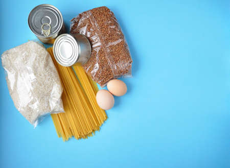 Food and grocery delivery during quarantine at home. Stay safe at home.の写真素材