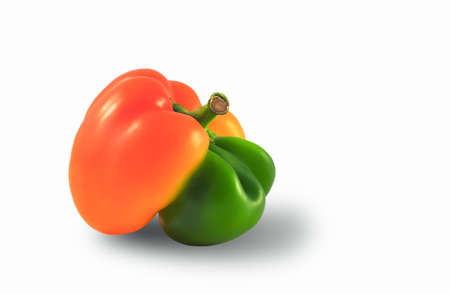 ugly yellow-green pepper of unusual shape on a white background, close-up, horizontal orientation, copy space. isolated.の写真素材