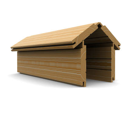 Wooden boards stacked in the shape of the houseの写真素材