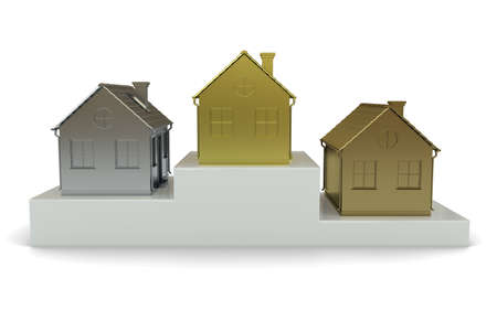 Home winners standing on the podiumの写真素材