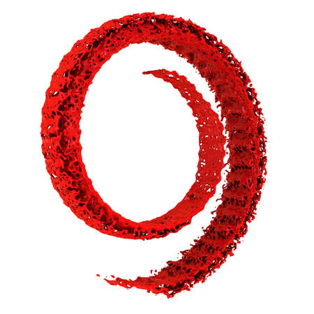 Splash of red paint twisted into a spiral  3d renderingの写真素材