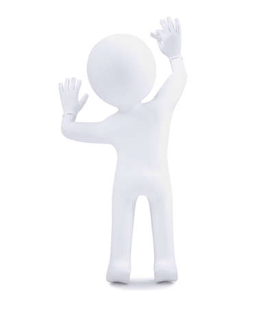 3d human with chalk writing on a white wall  Isolated on white backgroundの写真素材