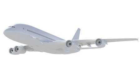 White passenger plane. A side view. Isolated render on a white background