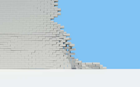 Unfinished brick wall. Sky in the backgroundの写真素材