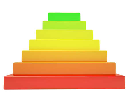 Pyramid of colored cubes  Isolated render on a white backgroundの写真素材