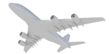 White passenger plane. Bottom view. Isolated render on a white background