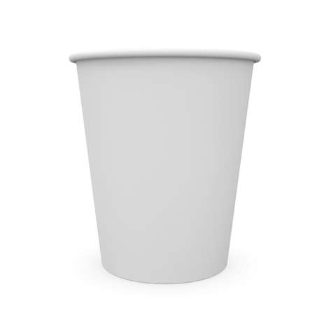White paper cup  Isolated render on a white backgroundの写真素材